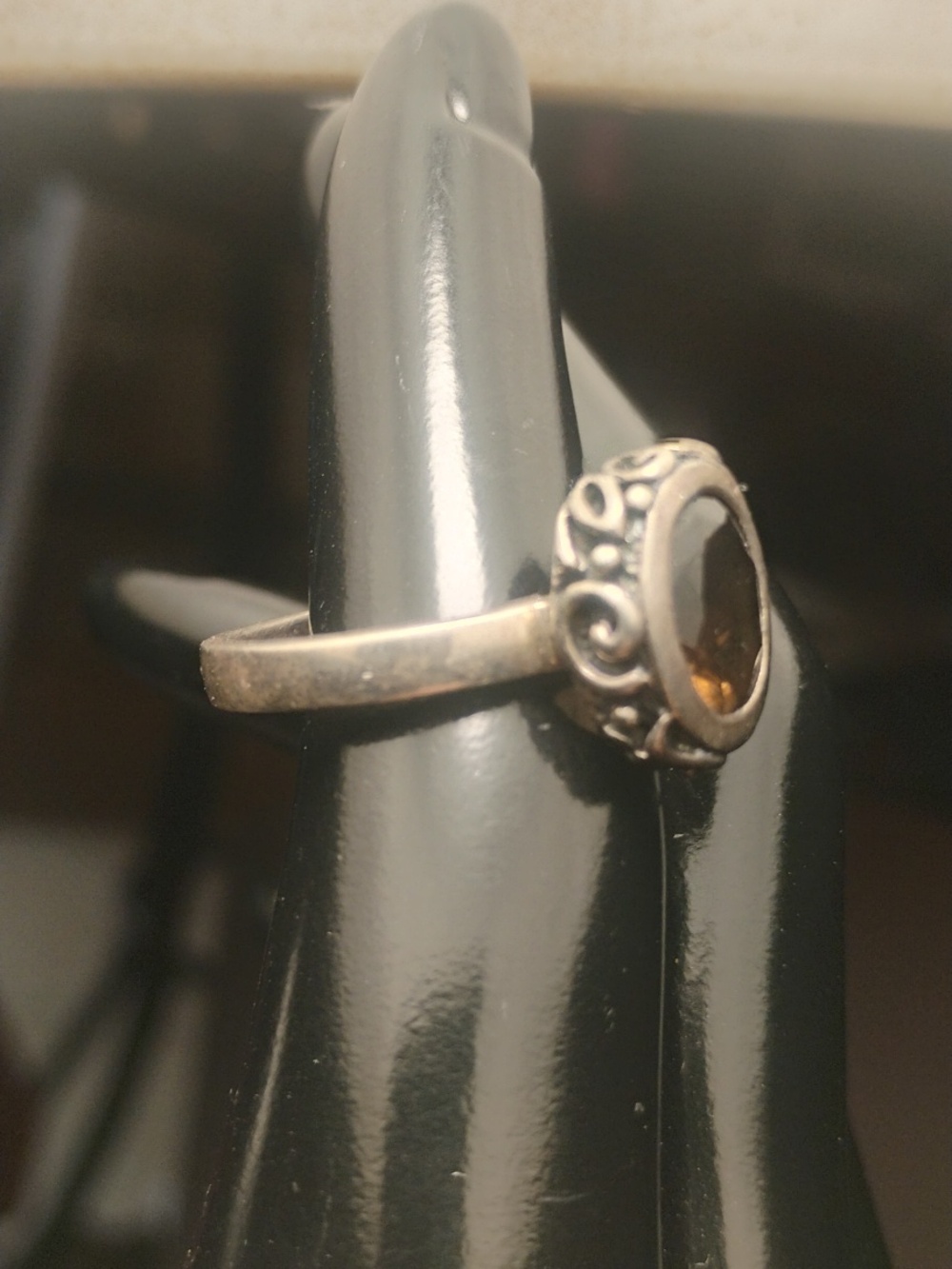 925 Sterling Stamped Brown Gemstone Ring Heavy Boho Style Size 9 - Picture 2 of 12
